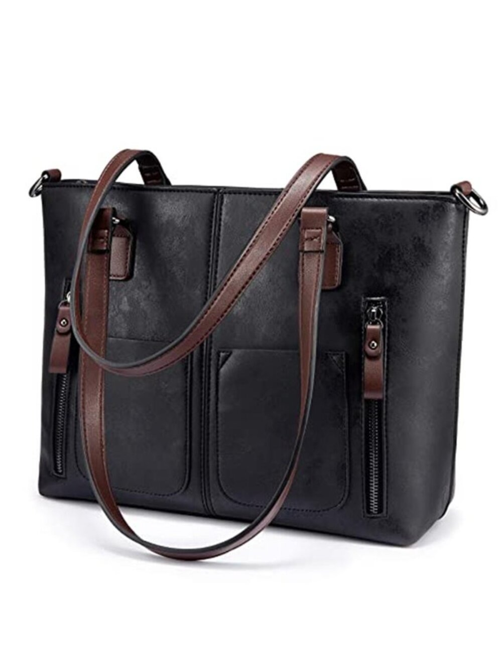 Womens Faux Leather Shoulder Bag Large Hobo Tote Purse 14 Inch Laptop Satchel